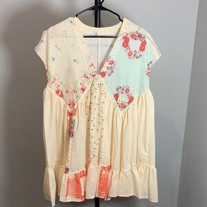 Floral Patchwork Oversized Women Top NWOT
